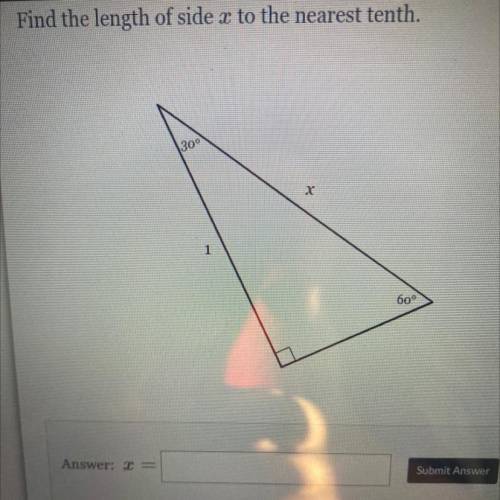 Find the length of side x to the nearest tenth.
309
X
60°