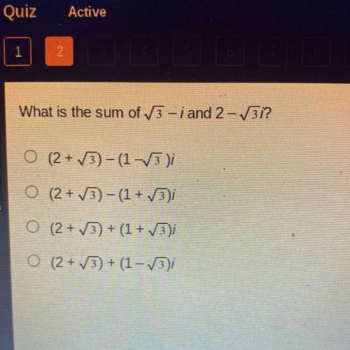 What is the sum of the square root of 3-i and 2-the square root of 3i