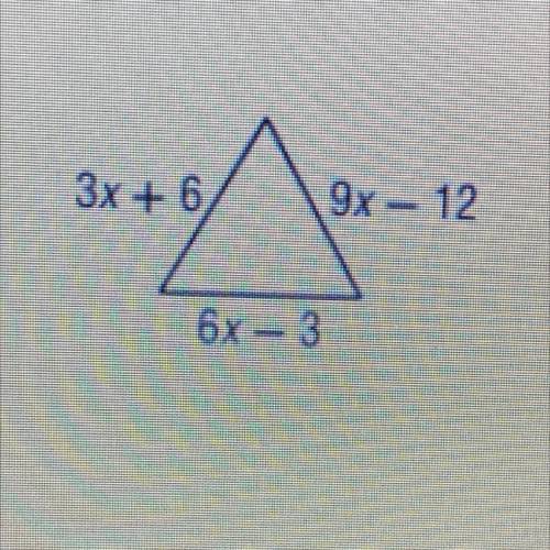What is the length of each side of this equilateral triangle?

A) 42
B) 30
C) 15
D) 12