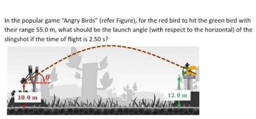 In the popular game Angry Birds (refer Figure), for the red bird to hit the green bird with their
