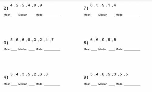 Find the mean. median and mode in the numbers below
