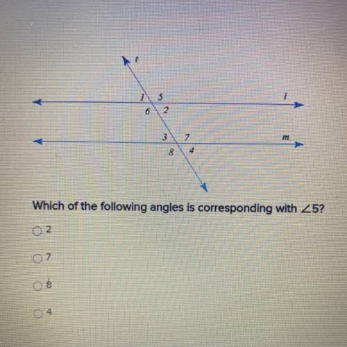 Which of the following angles is corresponding with 25?
02
07
08
04