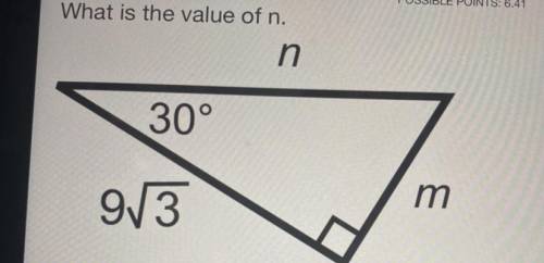 What is the value of n.
n
30°
E
973
???
