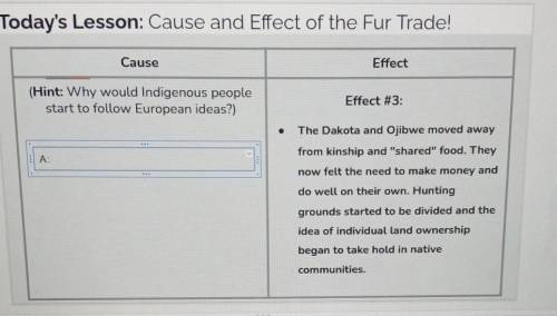 Pls help me asap its about fur trade cause and effect btw need it asap.