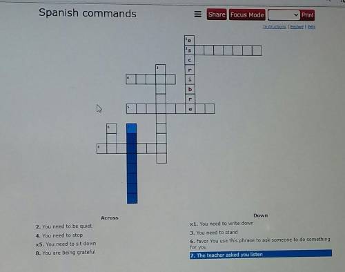 Spanish Commands

could someone help me with this please I know the commands based on what we are