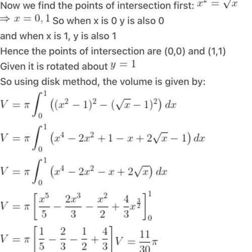 Find the volume V of the solid obtained by rotating the region bounded by the given curves about the