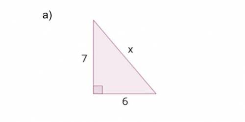 Solve for the unknown side of each right triangle