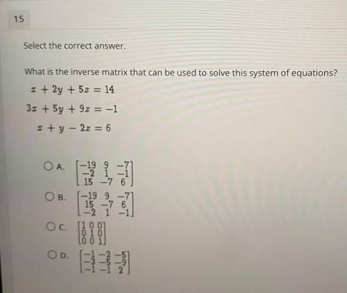 What is the inverse matrix that can be used to solve this system of equations?