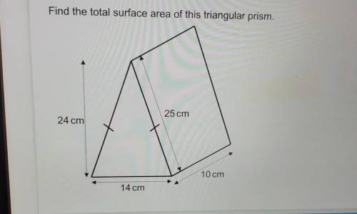 Find the total surface area of this triangular prism. REFER TO PICTURE