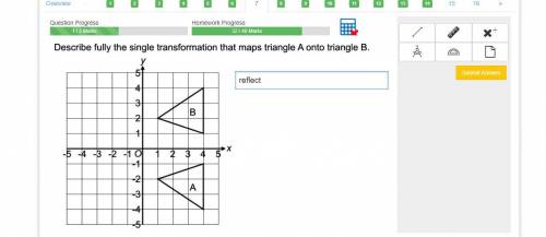 Describe fully the single transformation that maps triangle A onto triangle B.