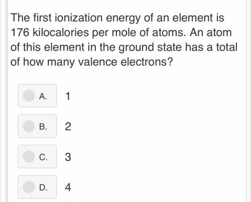 The first ionization energy of an element is 176 kilocalories per mole of atoms. An atom of this el