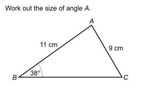 Work out the size of angle A when B equals 28°, b equals nine and c equals 9