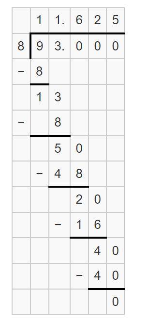 9.3 divided by 0.8 I need to show my work