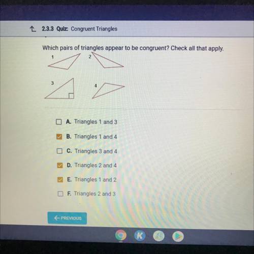 Which pairs of triangles appear to be congruent? Check all that apply.

3
4
D A. Triangles 1 and 3