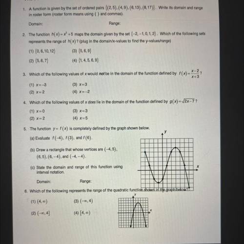How can I find domain and range of a function (one to one) Algebra 2
