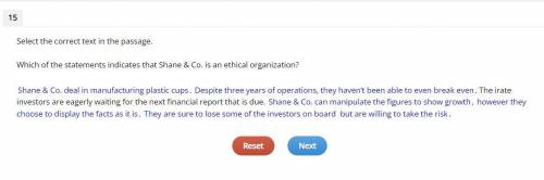 Which of the statements indicates that Shane & Co. is an ethical organization?

Shane & Co