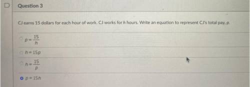 Write an equation to represent CJ’s total pay