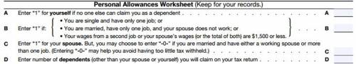A portion of a personal allowances worksheet. The document asks about dependents because the number