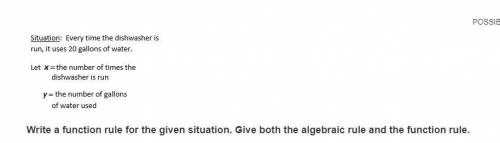 HELP!! PLEASE!

Write a function rule for the given situation. Give both the algebraic rule and th