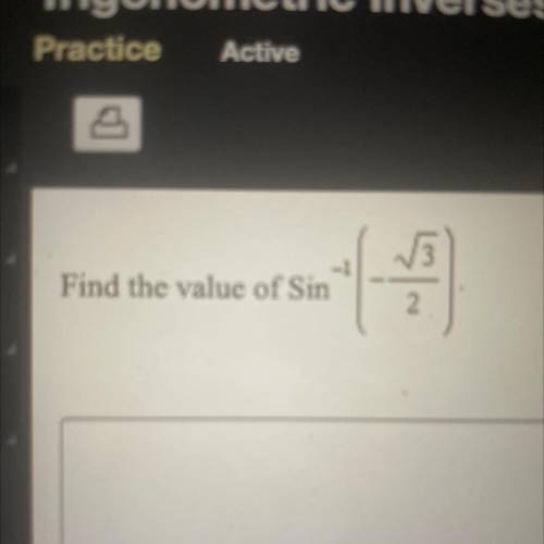 Find the value of Sin-1(-sqrt3/2)