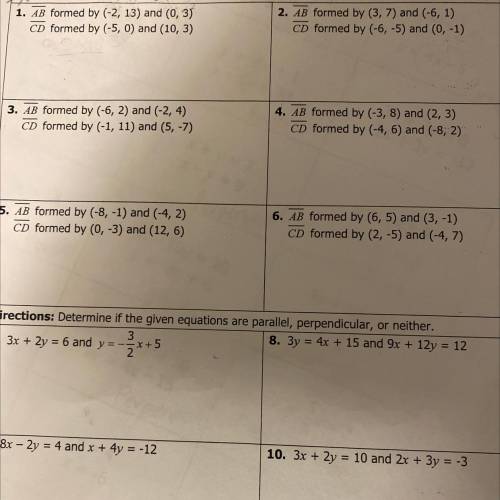 Unit 4 linear equations homework 9 parallel and perpendicular lines (day1) activity

Directions if