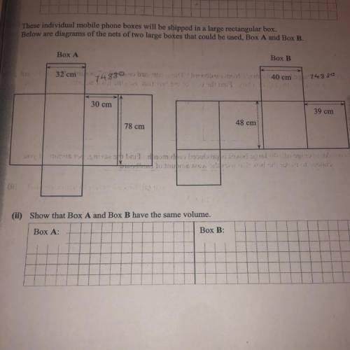 Hoping someone can help me, how do I explain that both box A and box B have the same volume ?