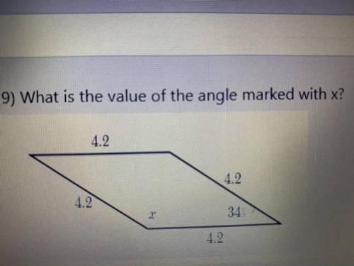 What the value of the angle marked with x is