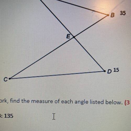 If angle d is 15 what is angle CED?