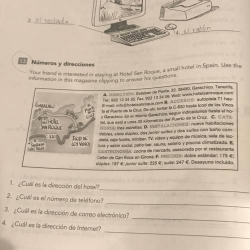 I need help with spanish! 
need to answer all in spanish, thank you!