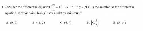 Consider the differential equation (shown in picture). If y=f(x) is the solution to the differentia