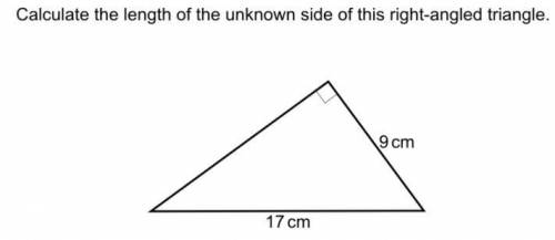Calculate the length of this unknown side of the right angled triangle