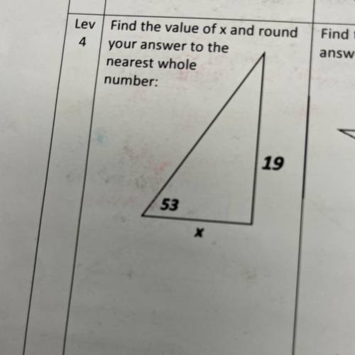 Find the value of x and round your answer yo the nearest whole number