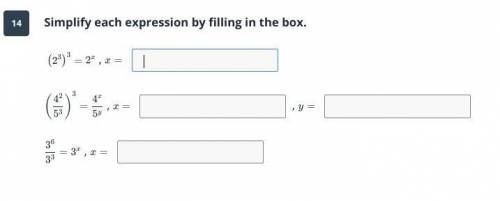 Simplify each expression by filling in the box.