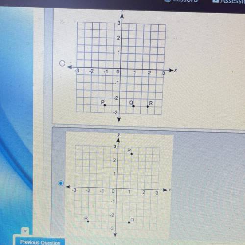 Which coordintae grid shows the correct locations of P (1, 2.5), point Q, which is a reflection of