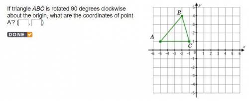 If triangle ABC is rotated 90 degrees clockwise about the origin, what are the coordinates of point