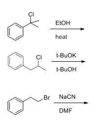 What is the likely product for each of the following reactions and which mechanism would it be? (SN