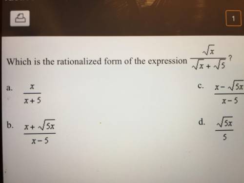 Which is the rationalized form of the expression sqrtx/sqrtx+sqrt5