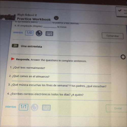 Just the 4 bottom questions pls 
and pls answer in spanish