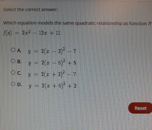 PLEASE HELP unhelpful answers will be deleted

which equation models the same quadratic relationsh
