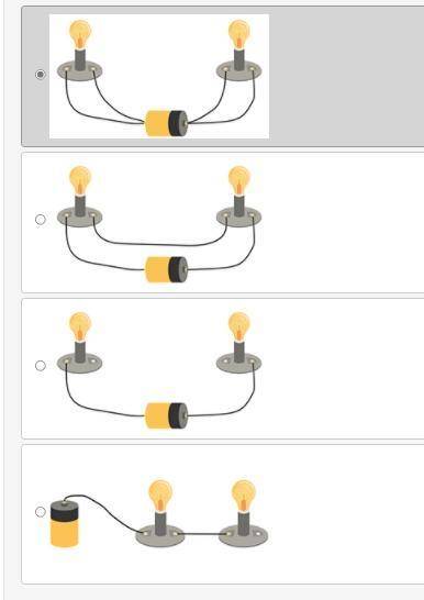 PLEASE ANSWER FAST....Which of the four circuits shows the best way to light up the light bulbs?