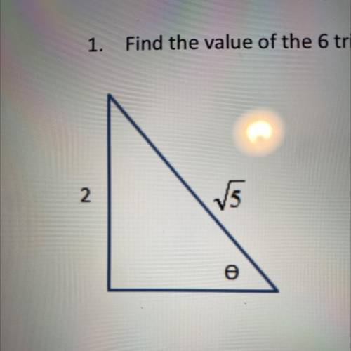 Find the value of the six trig functions given the triangle below.
