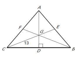 Point G is the centroid of ∆ABC , AD = 15, CG = 13 and AD⊥CB.