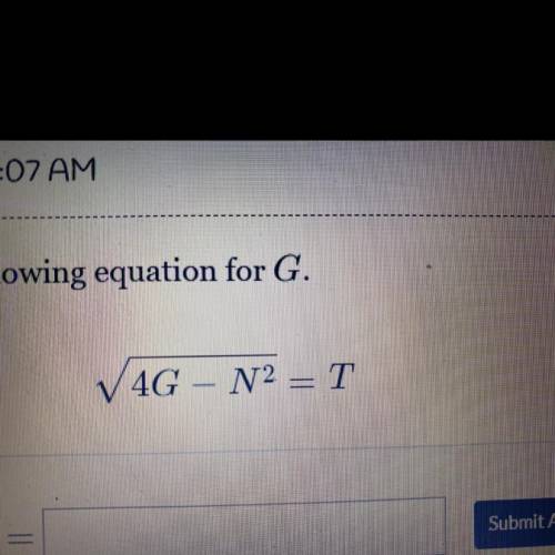 I need to solve for G in the following equation