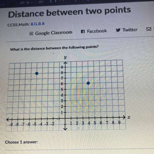 What is the distance between the following points

answer choices 
A 85 
B 90
C 11 
D 12