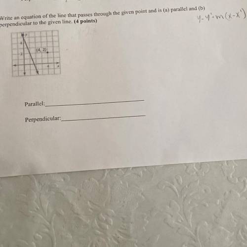 Write an equation of the line that passes through the given point and is (a) parallel and (b)