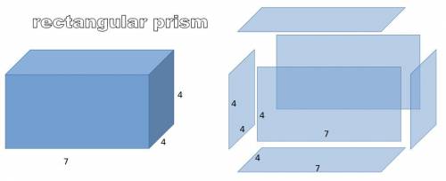 What is the surface area of a polyhedron with measurements 4cm x 4cm x 7cm?