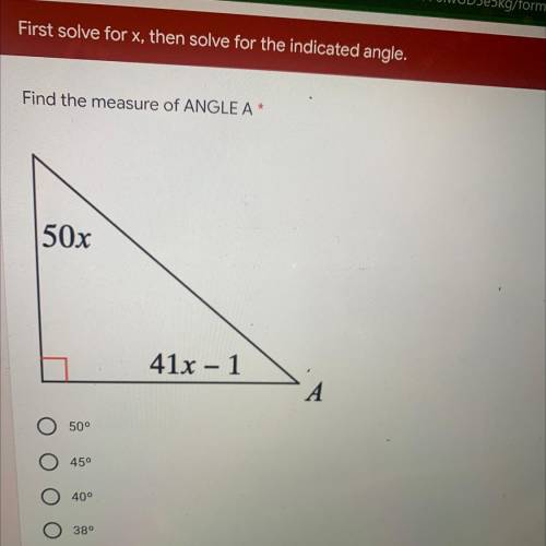 Find measure of angle A