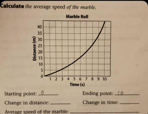 Calculate the average speed of the marble and explain how motion can be described using a distance-