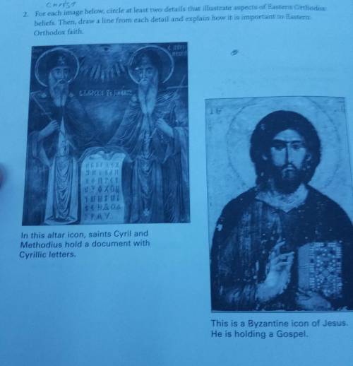 For each image below, circle at least two details that illustrate aspects of Eastern Orthodox belie