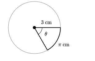 What is the measure (in radians) of central angle \thetaθtheta in the circle below?